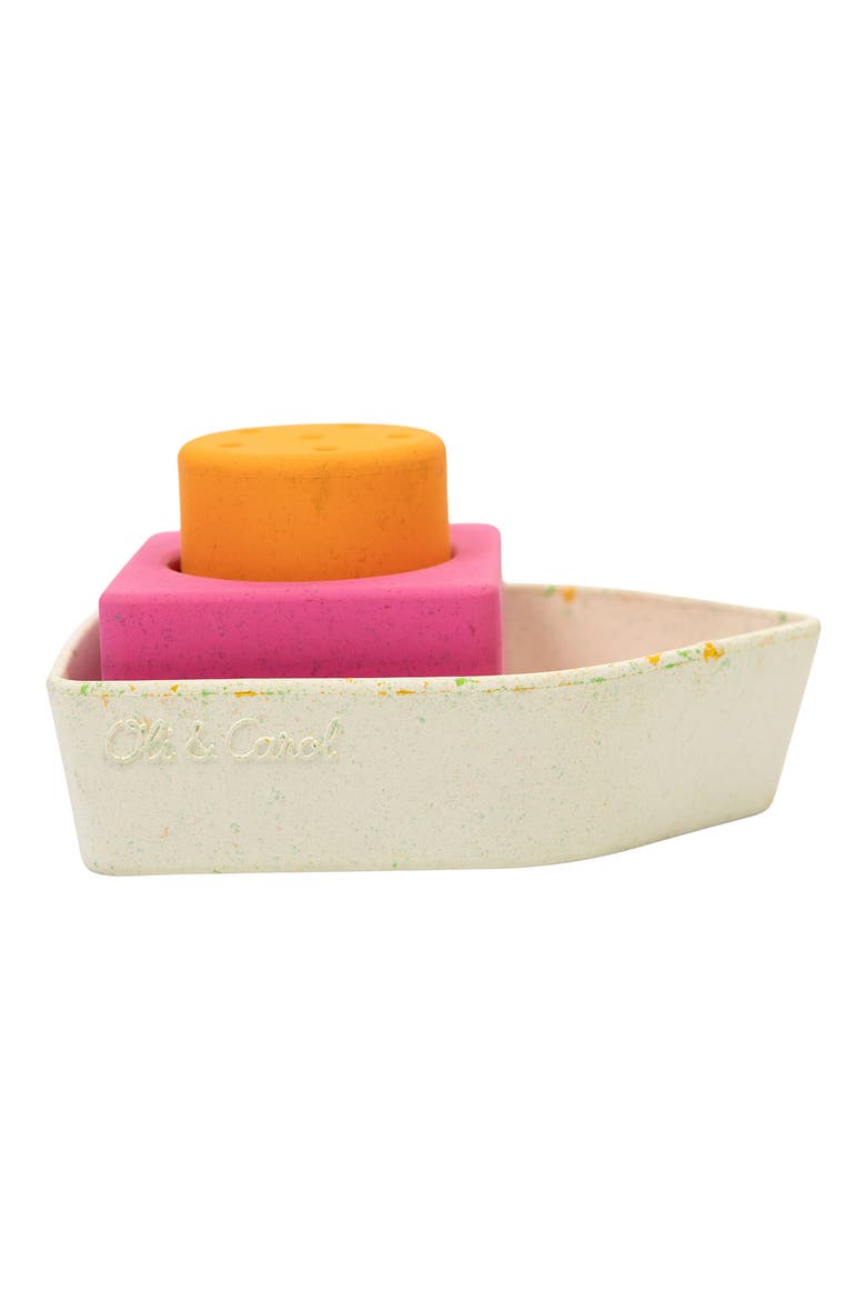 Upcycled Boat Set of 3 Bath Toys, Alternate, color, ORANGE
