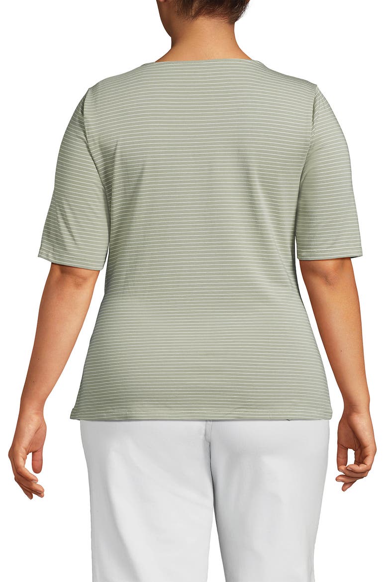 Lightweight Jersey Tie Front Top, Alternate, color, Sage Thin Stripe