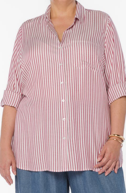 Elisa Tab Sleeve Button-Up Shirt (Plus)