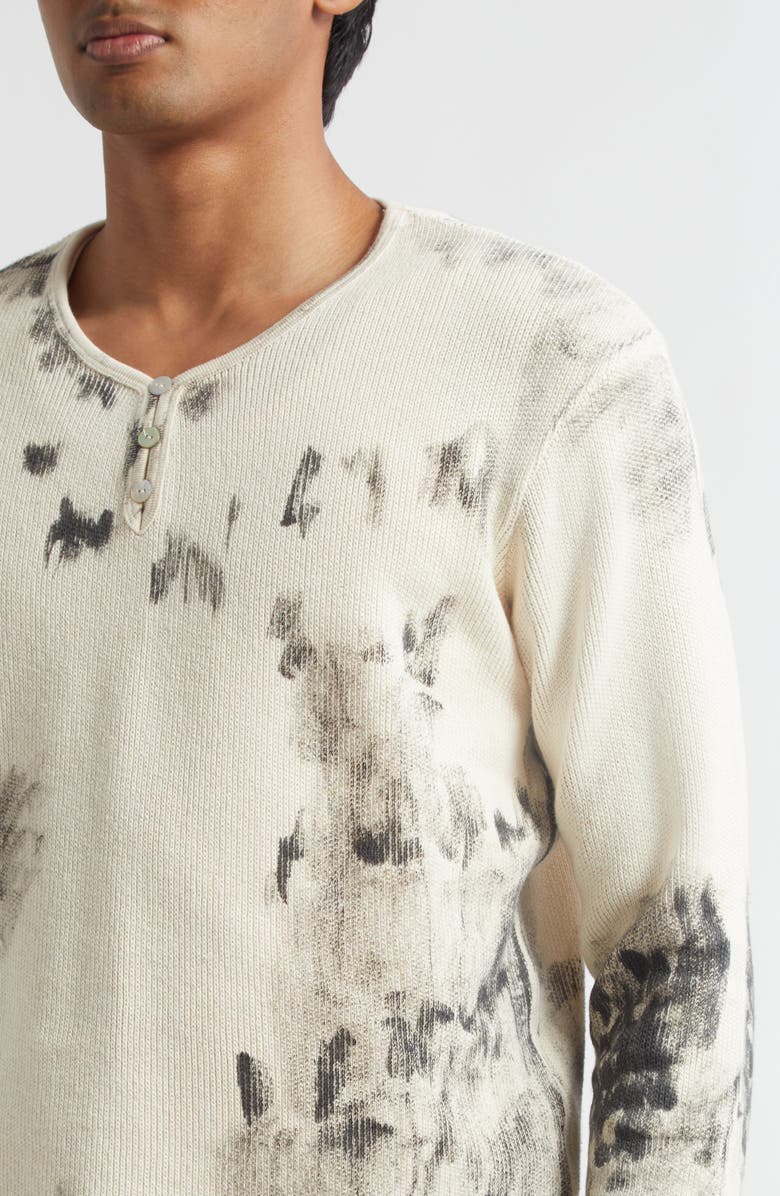 STOCKHOLM SURFBOARD CLUB Bon Stained Long Sleeve Henley, Alternate, color, Dirty White