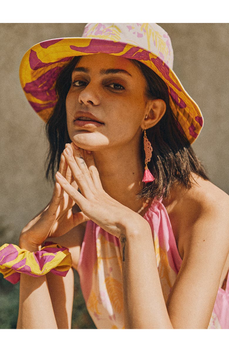 Lost Pattern "Tropical Bliss" Reversible Sun Hat, Alternate, color, Golden Hour