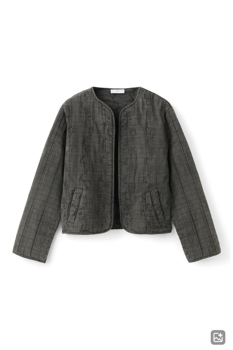 Floral Embroidered Jacket, Alternate, color, CHARCOAL