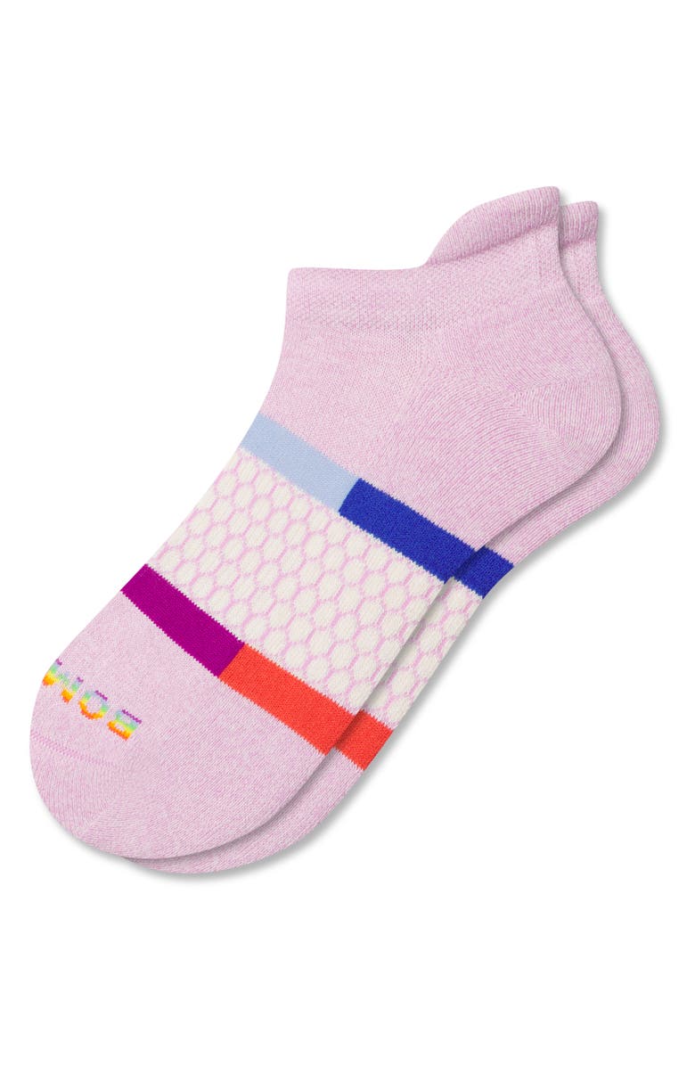 Bombas Pride Stripe Ankle Socks, Alternate, color, Wildflower/ Soft White