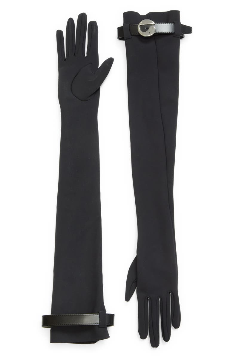 Coperni Logo Belted Jersey Opera Gloves, Main, color, 
