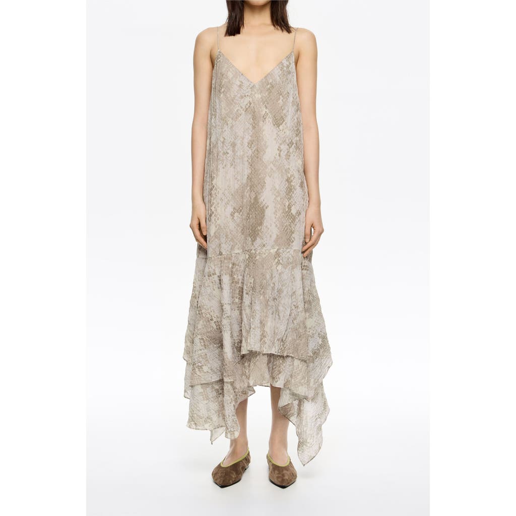 Bimba Y Lola Snake Asymmetric Pleated Dress In Multi