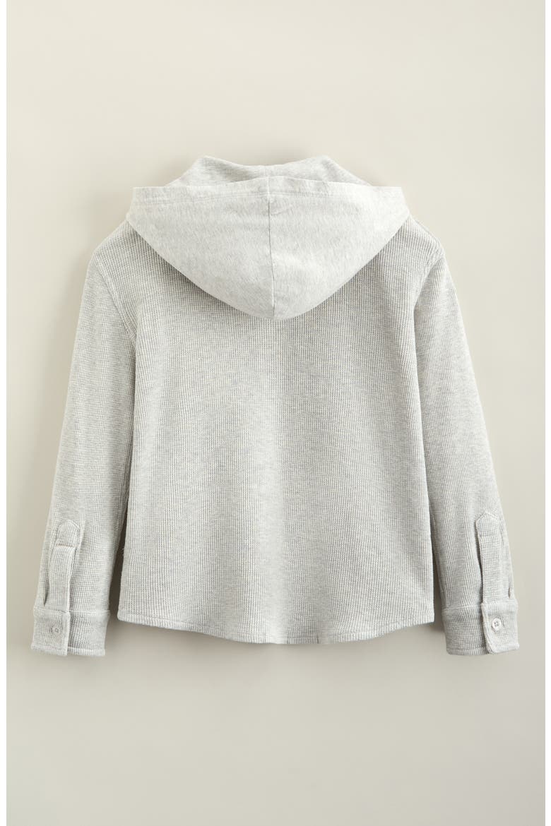 Kids' Hooded Waffle Stitch Button-Up Shirt, Alternate, color, GREY LIGHT HEATHER