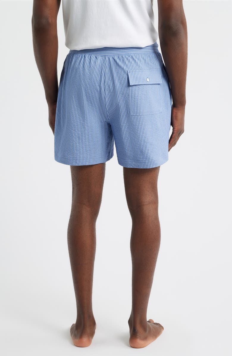 Daniel Buchler Pinstripe Seersucker Pajama Shorts, Alternate, color, Blue Stripe