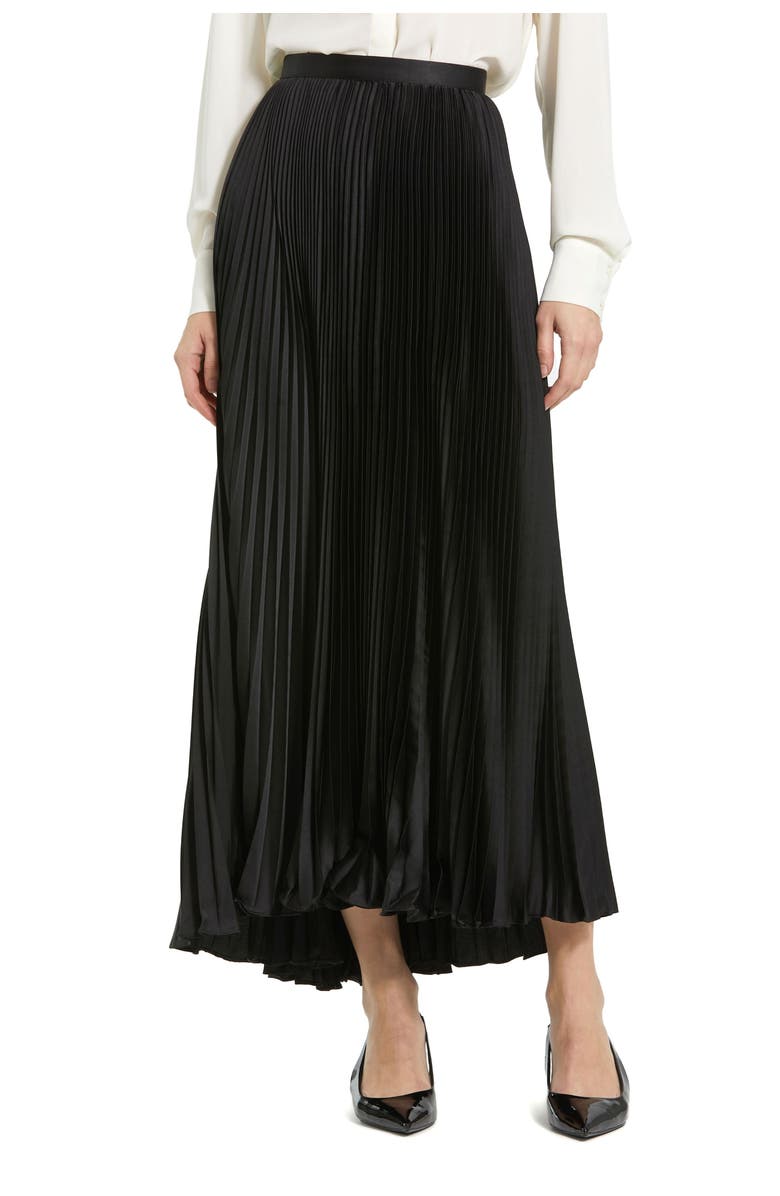 Mac Duggal Long Pleated Satin Evening Skirt, Main, color, Black