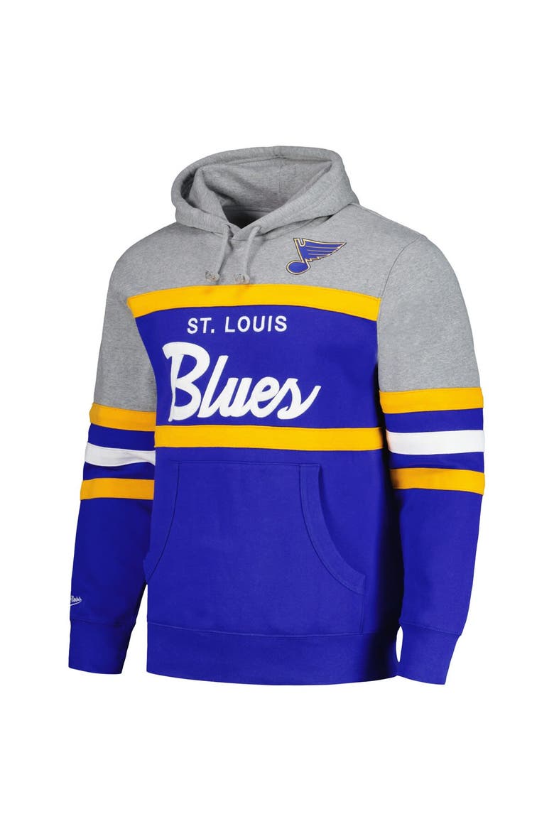 Men's Mitchell & Ness Blue/Gray St. Louis Blues Head Coach Pullover Hoodie, Alternate, color, Blue