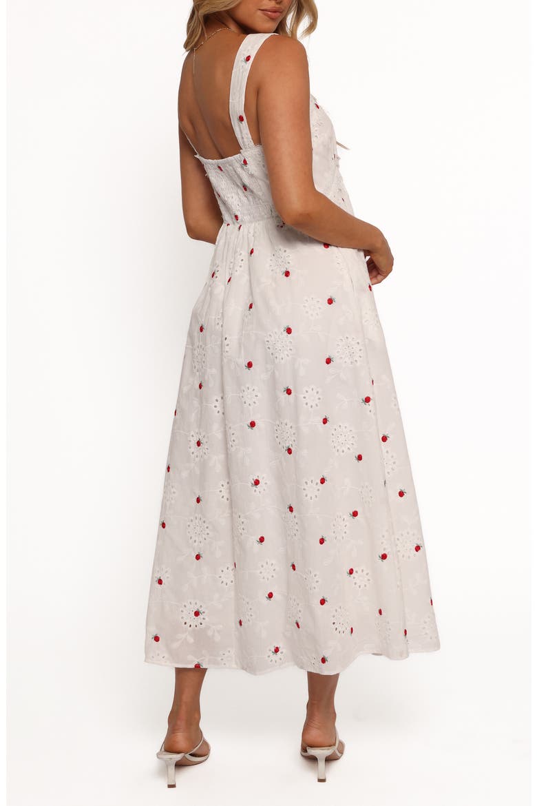 Salli Eyelet Embroidered Sundress, Alternate, color, WHITE/ RED