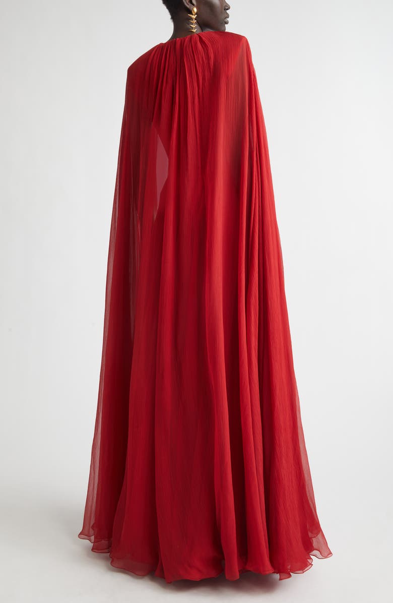 Givenchy Long Sleeve Silk Crepon Cape Gown, Alternate, color, 