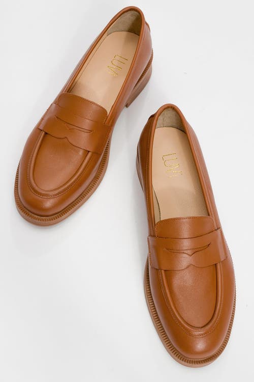 Forever & Always Shoes Bree Platform Penny Leather Loafer In Brown