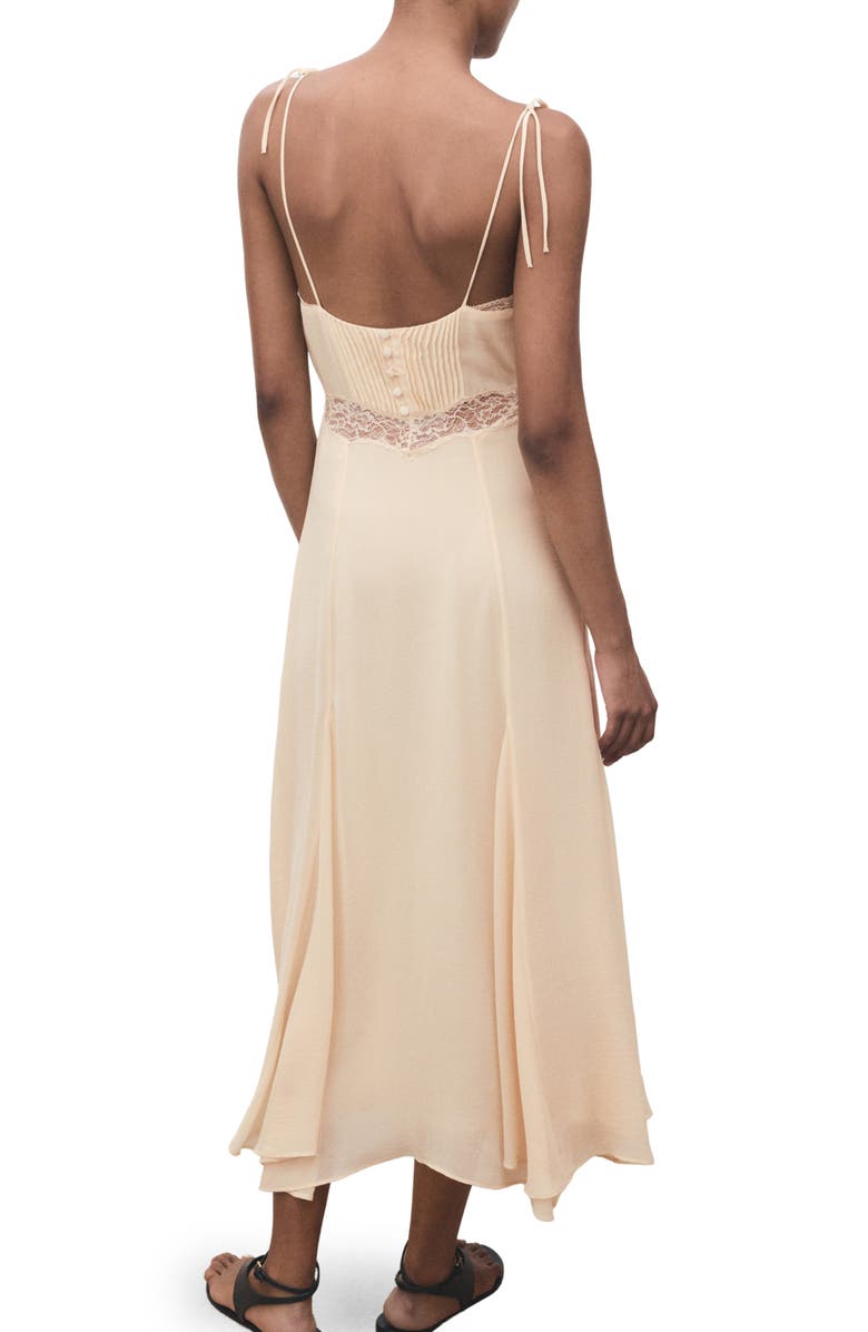 MANGO Lace Trim Midi Dress, Alternate, color, Pastel Green