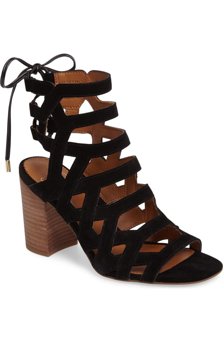 SARTO by Franco Sarto Connie Block Heel Cage Sandal, Main, color,