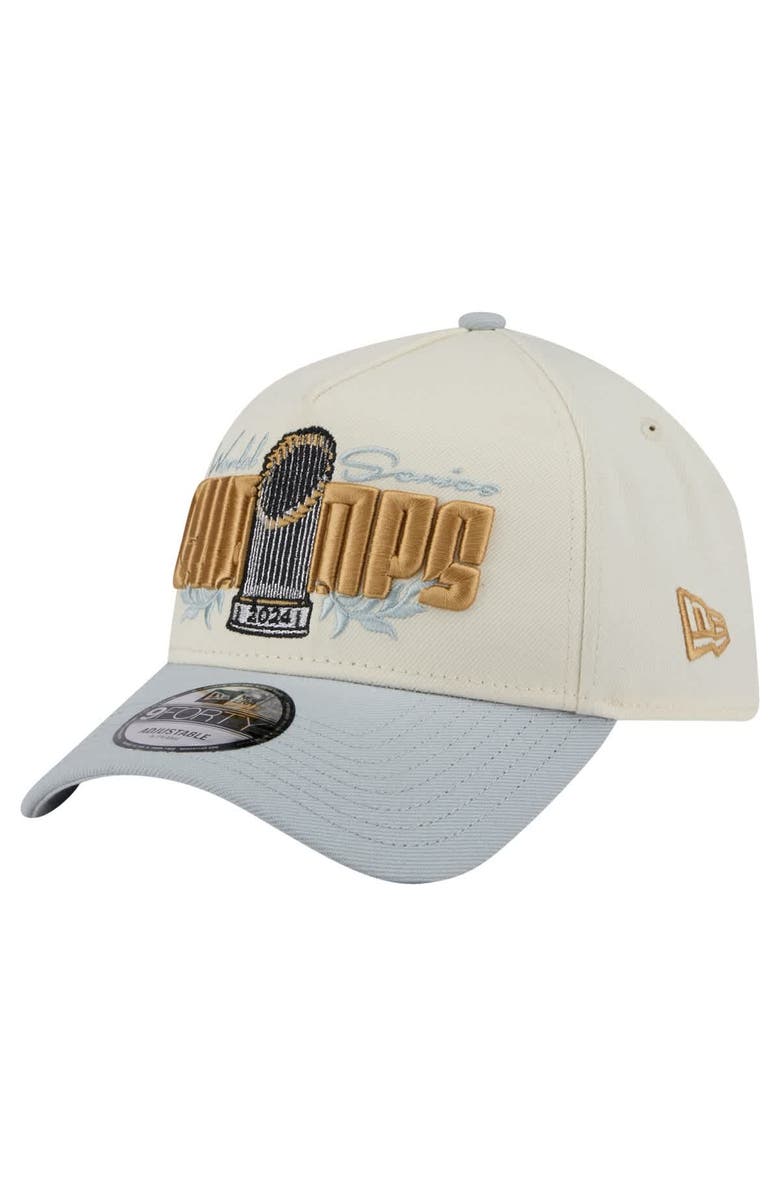 New Era Men's New Era Cream Los Angeles Dodgers 2024 World Series Champions Parade Takedown A-Frame 9FORTY Adjustable Hat, Main, color, Cream