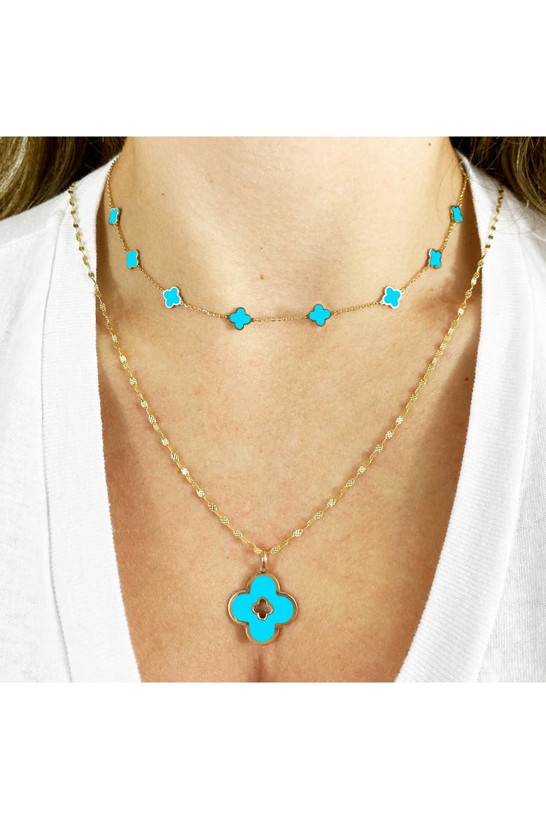 Turquoise Clover Cut Out Charm, Alternate, color, Turquoise