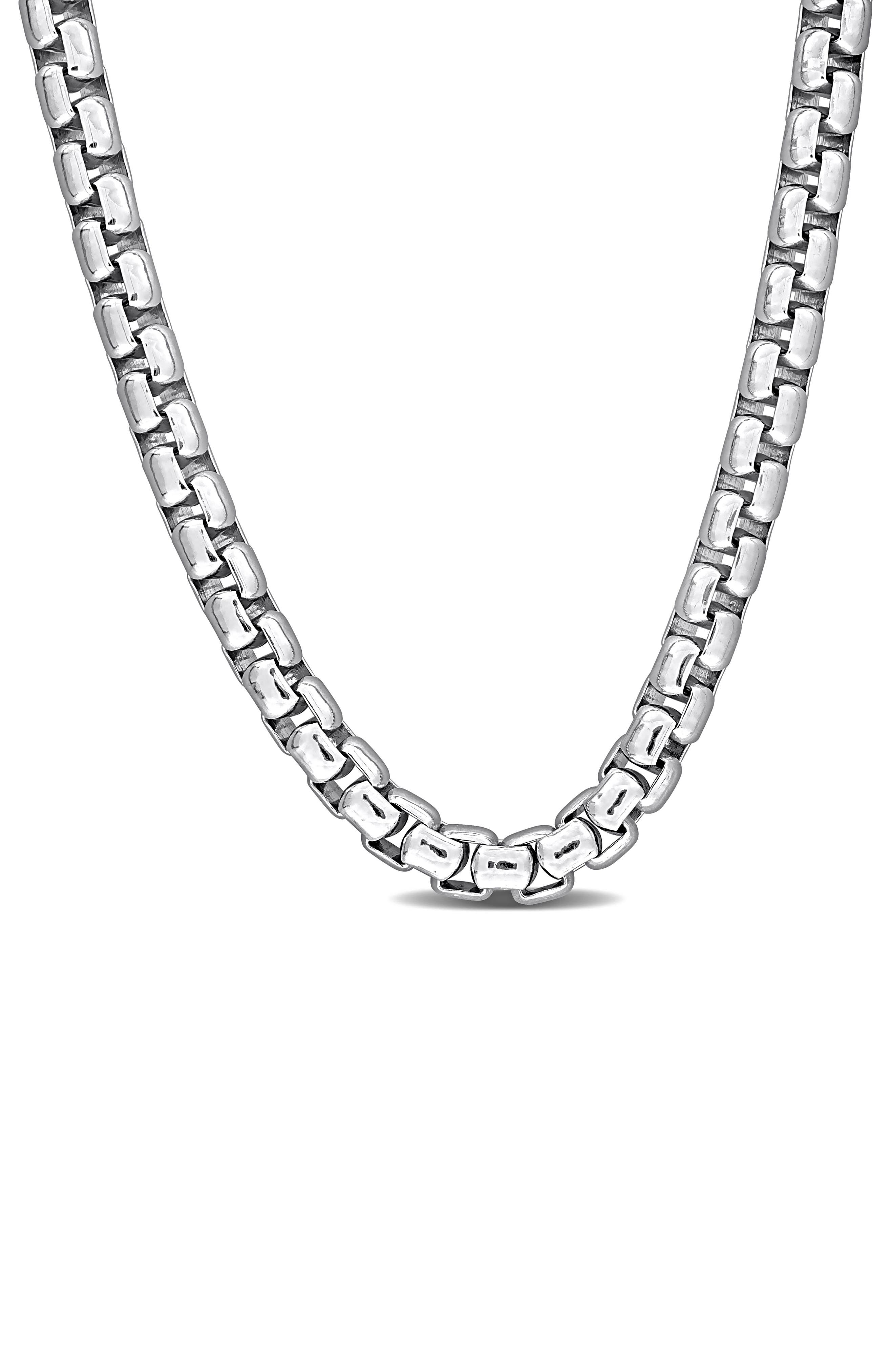 DELMAR Sterling Silver Box Link Chain Necklace