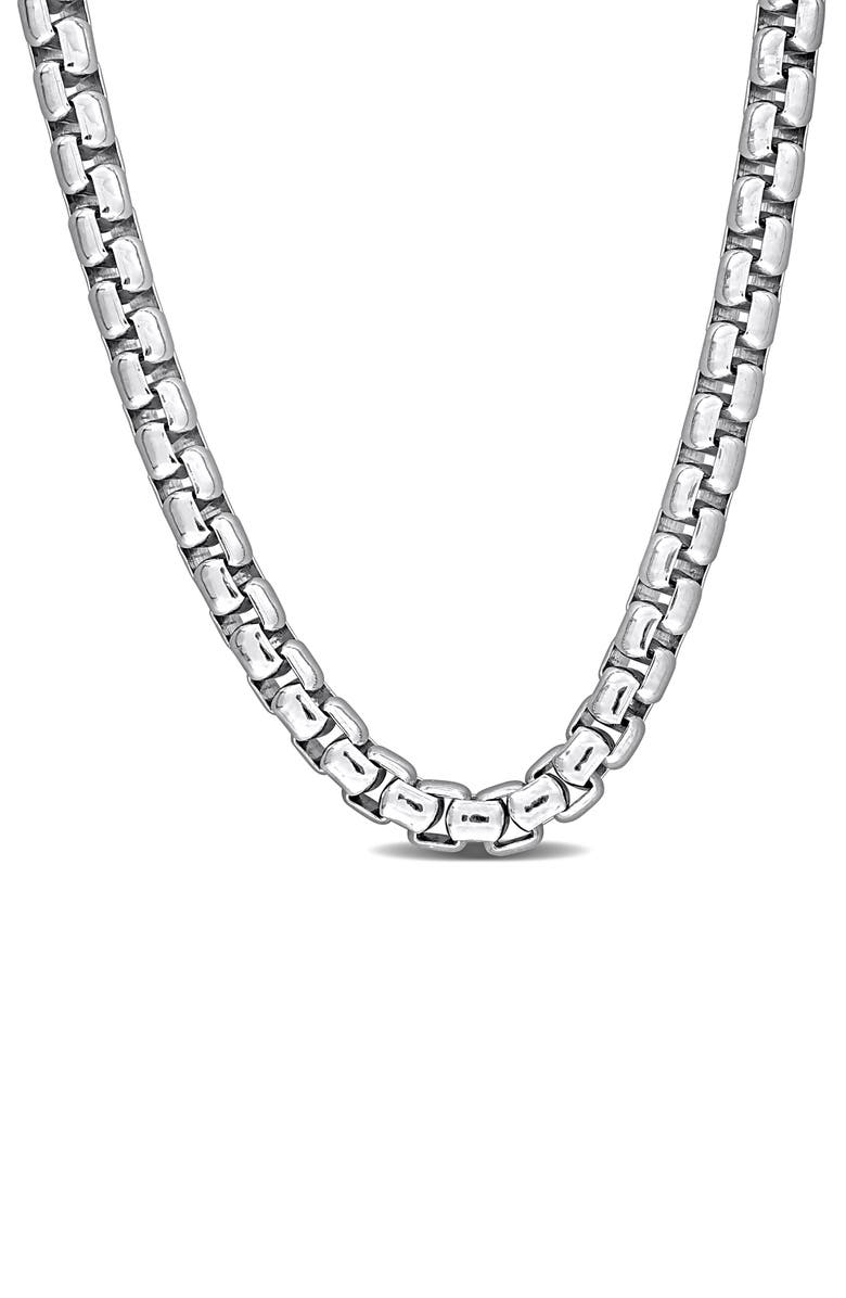 DELMAR Sterling Silver Box Link Chain Necklace, Main, color, Silver