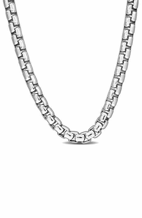 DELMAR Sterling Silver Box Link Chain Necklace