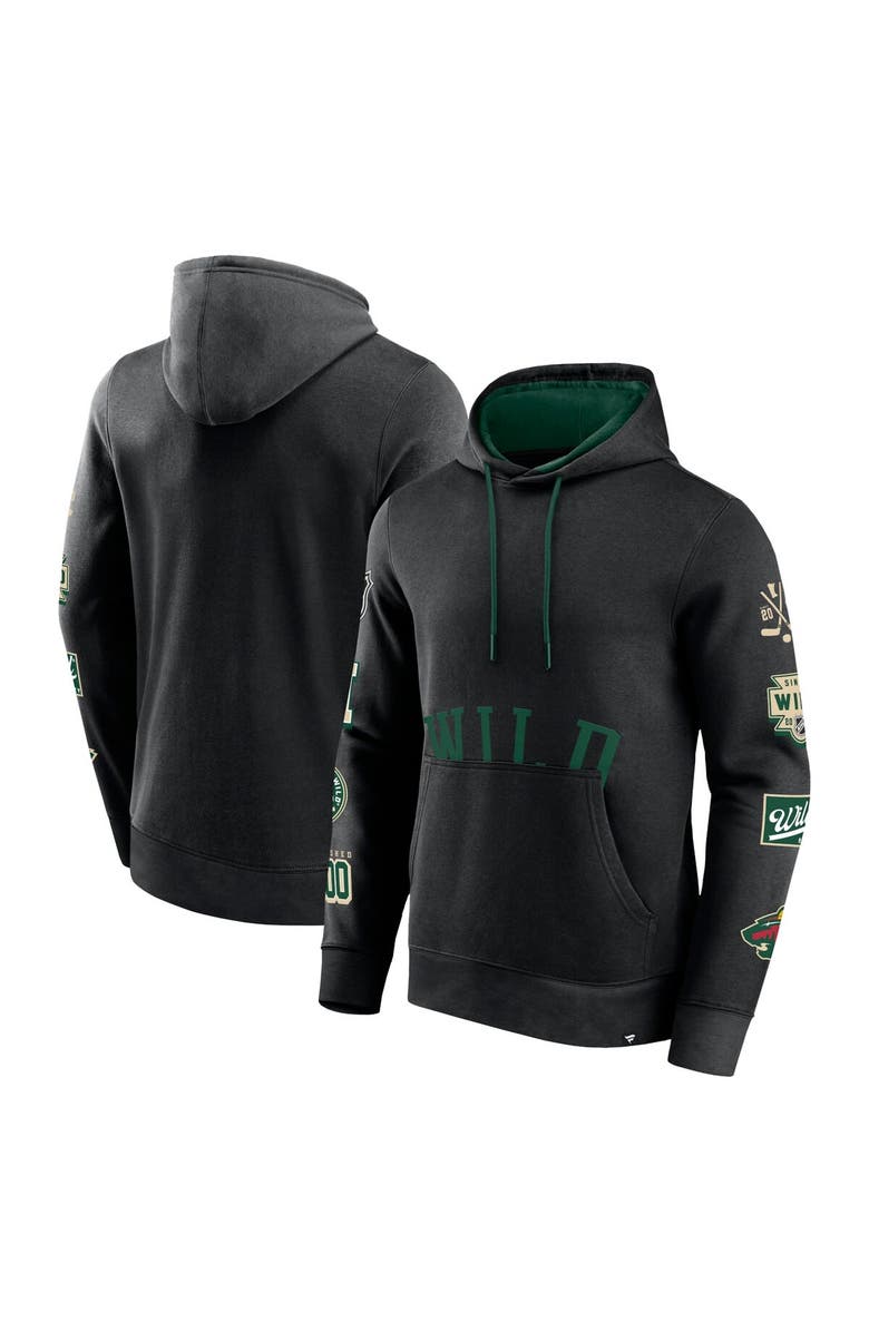 FANATICS Men's Fanatics Branded Black Minnesota Wild Wild Winner Fleece Pullover Hoodie, Alternate, color, 
