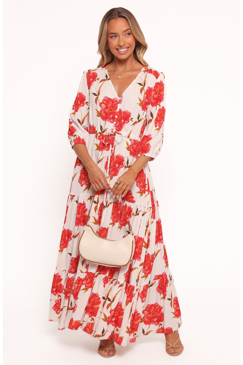 Kelda Floral Tiered Maxi Dress, Alternate, color, RED FLORAL
