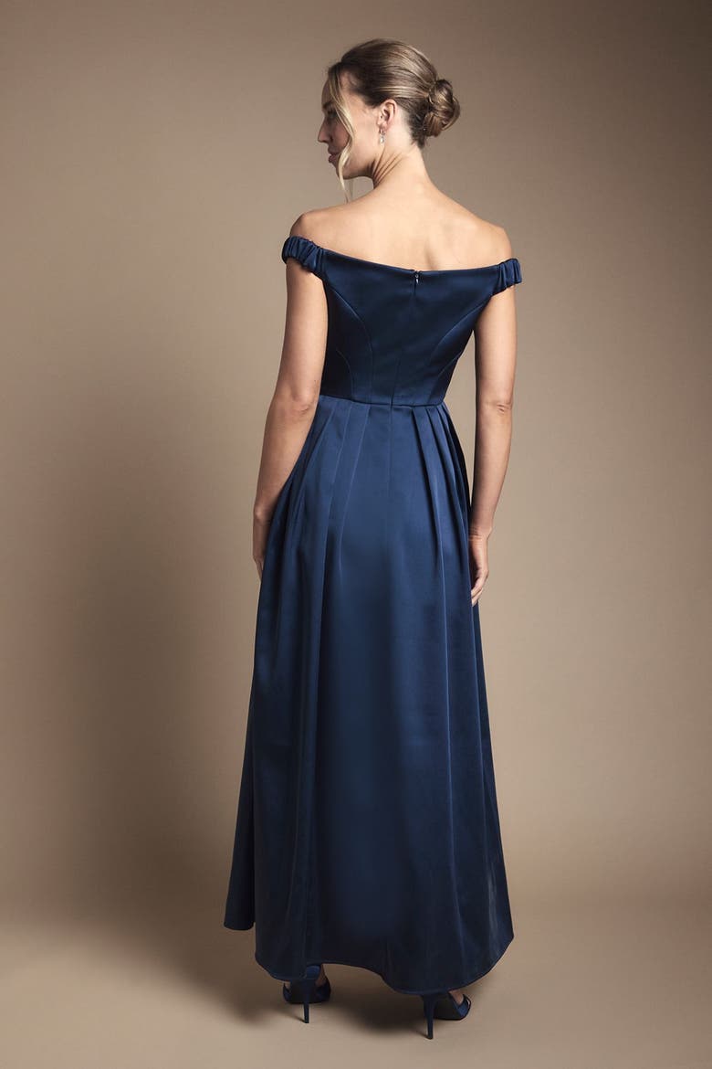 Bandeau Off-Shoulder Maxi Dress, Alternate, color, Navy