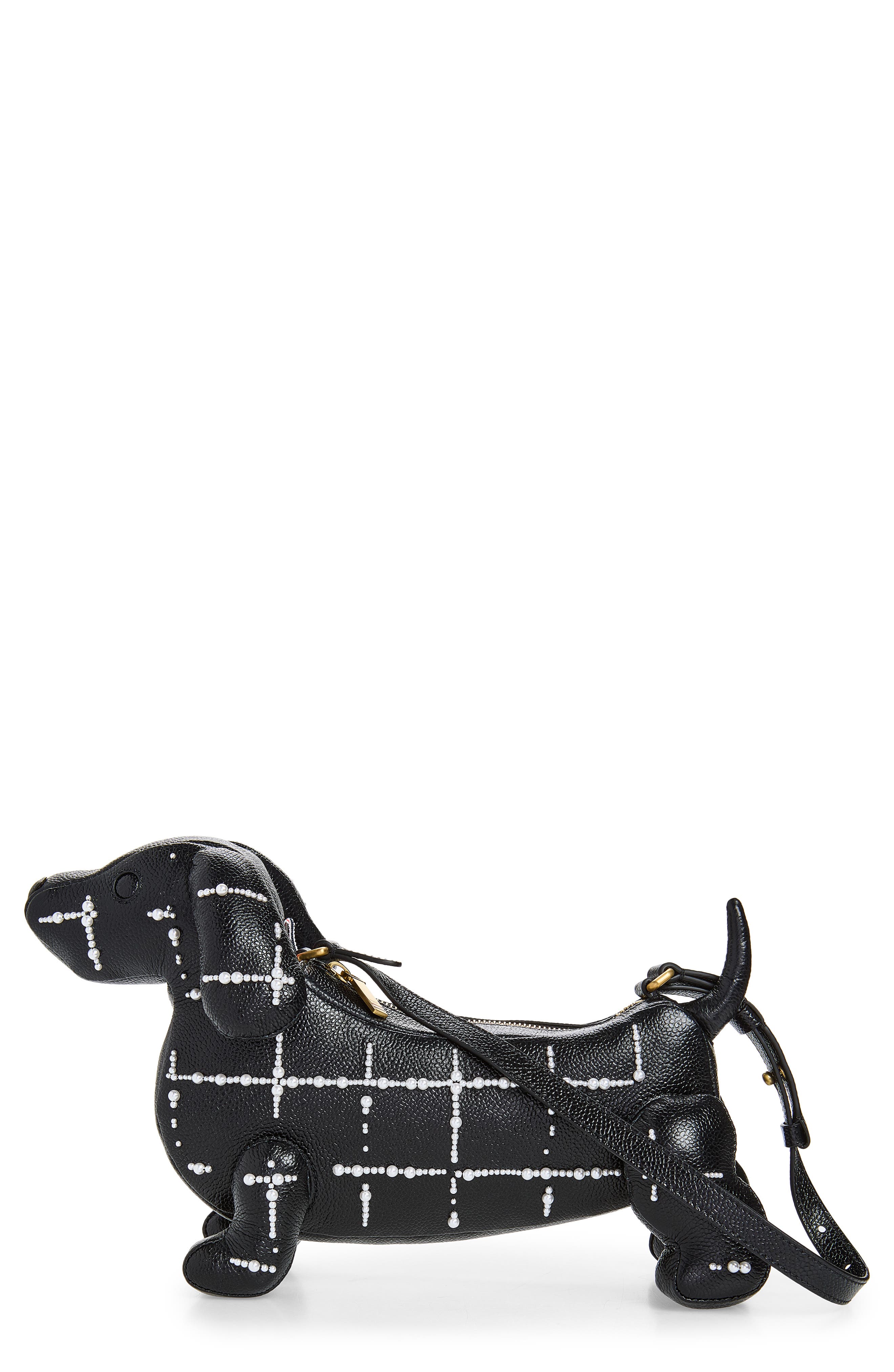 Baby Hector Windowpane Leather Shoulder Bag, Main, color, BLACK