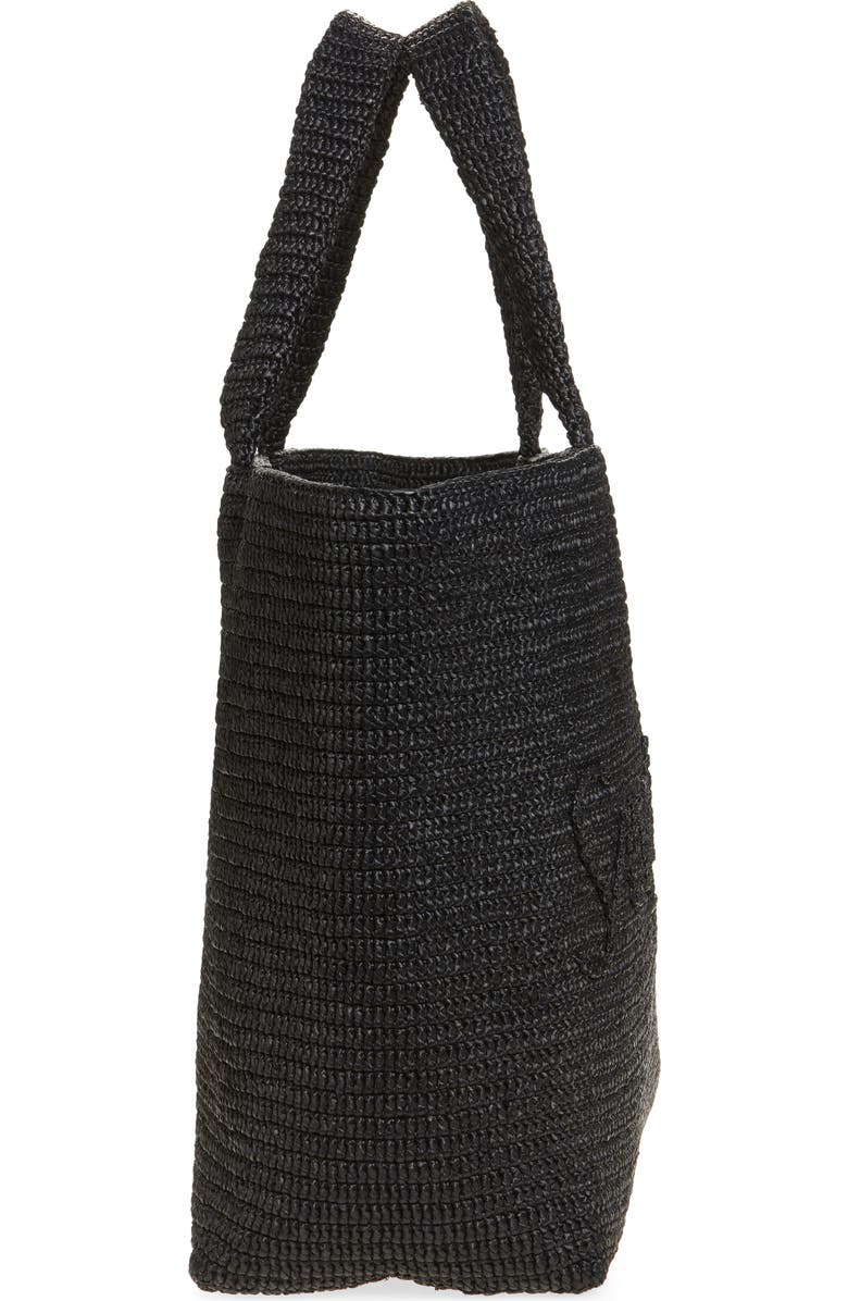 Saint Laurent Logo Raffia Tote, Alternate, color,