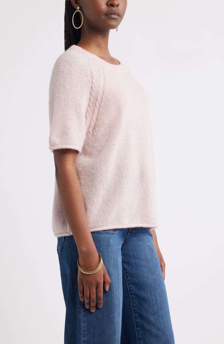 Treasure & Bond Relaxed Short Sleeve Sweater, Alternate, color, Pink Beauty