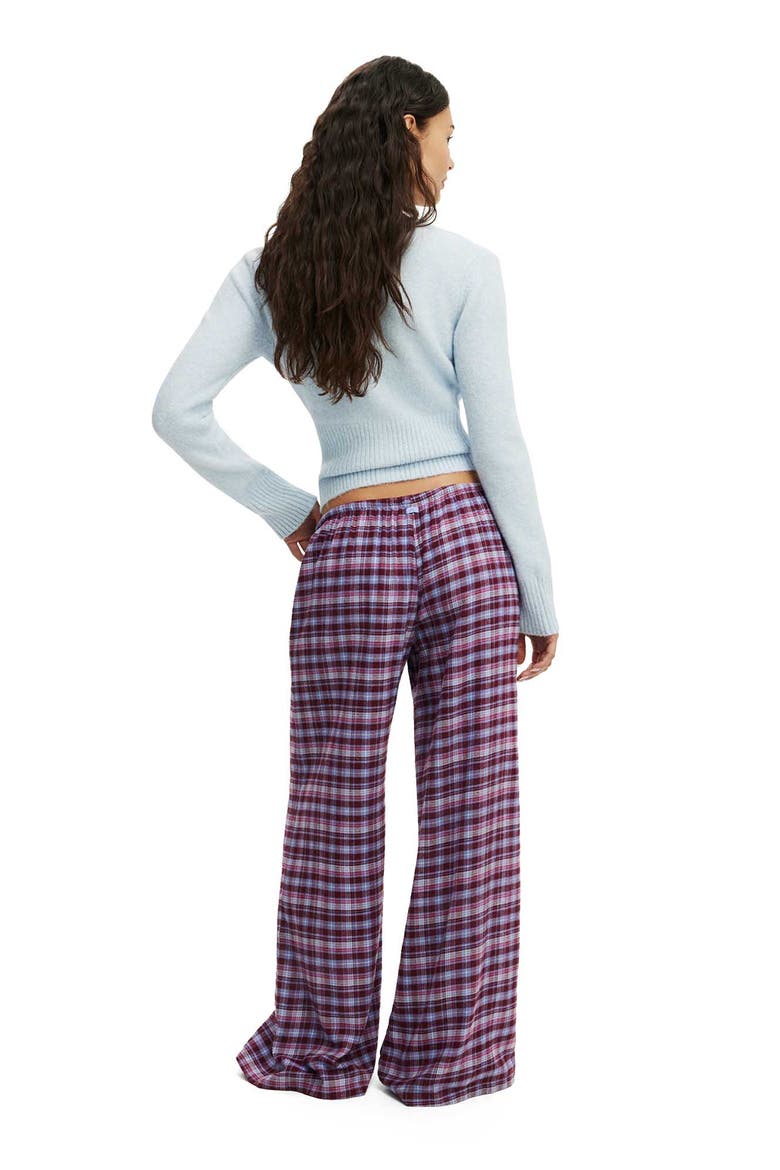 Women's Cloud Soft Wide Leg Flannel Pant, Alternate, color, Jessie Check Daydream Blue