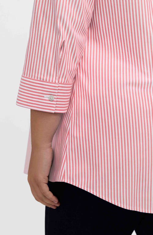 Foxcroft Cici Stripe Cotton Tunic Blouse In Pink