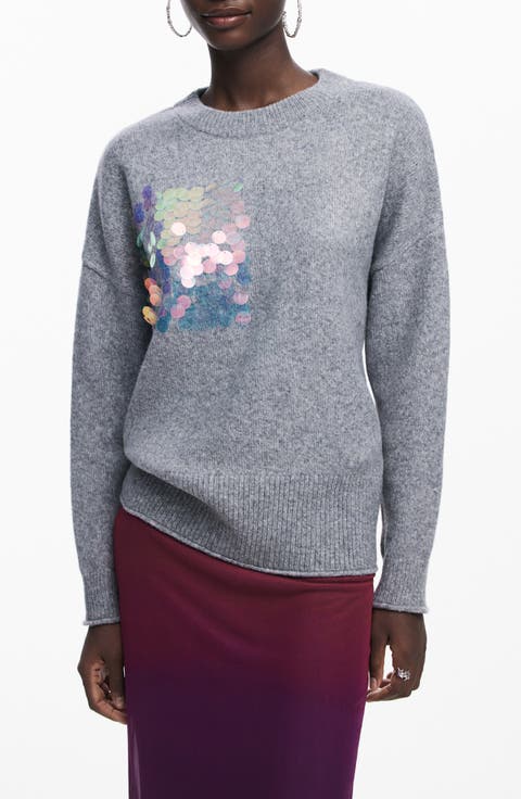 Smug Sequin Patch Sweater