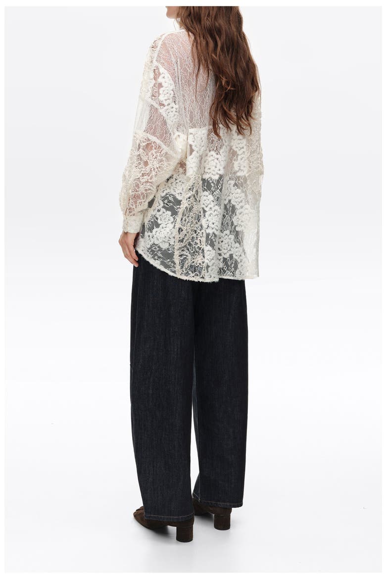 Oversize Lace Patchwork Shirt, Alternate, color, IVORY