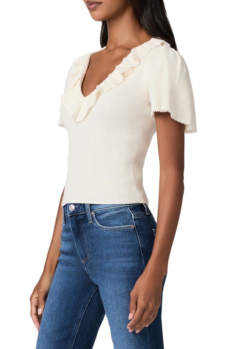 Inaya Ruffle V-Neck Top, Alternate, color, IVORY