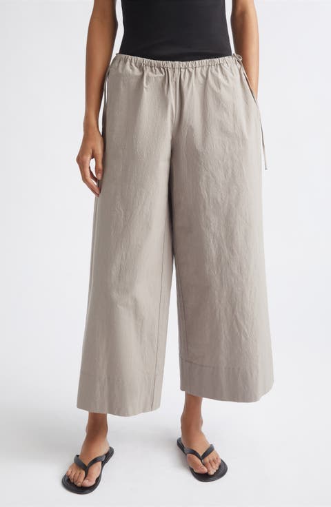 Technical Wide Leg Organic Cotton Blend Pants