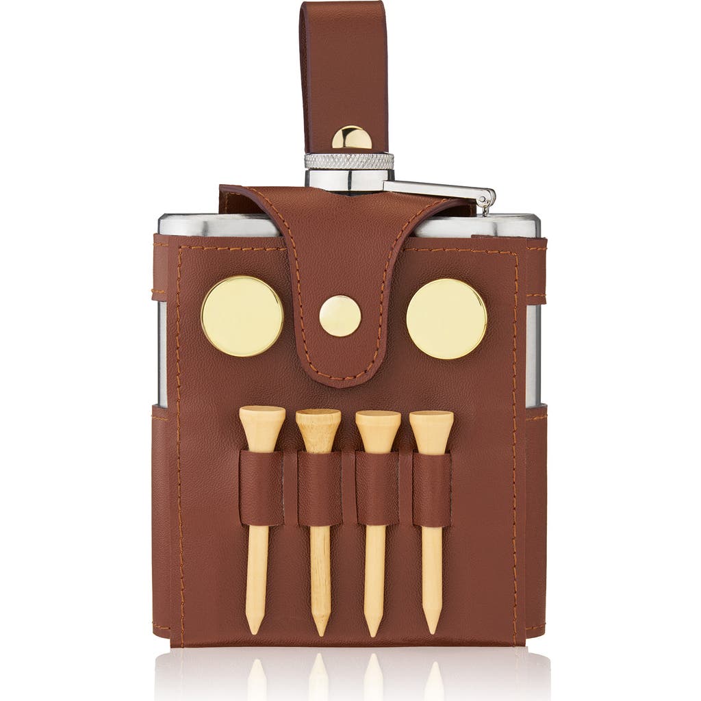 True Golfer's Flask And Accessory Set In Brown