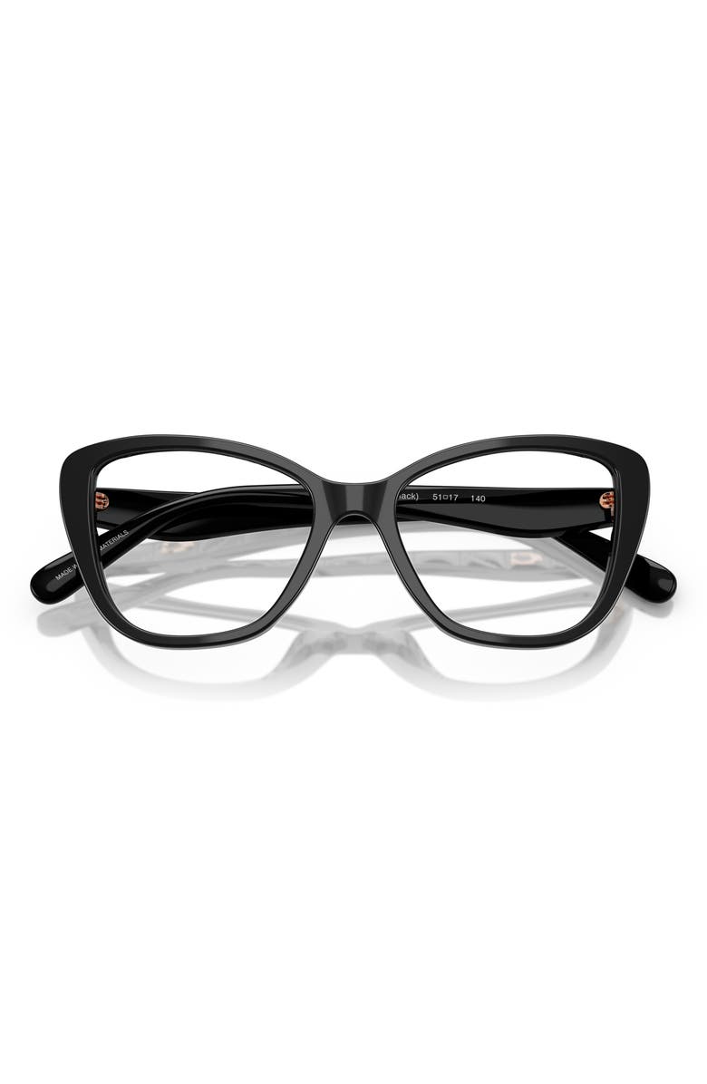 COACH 51mm Cat Eye Optical Glasses, Alternate, color, Black