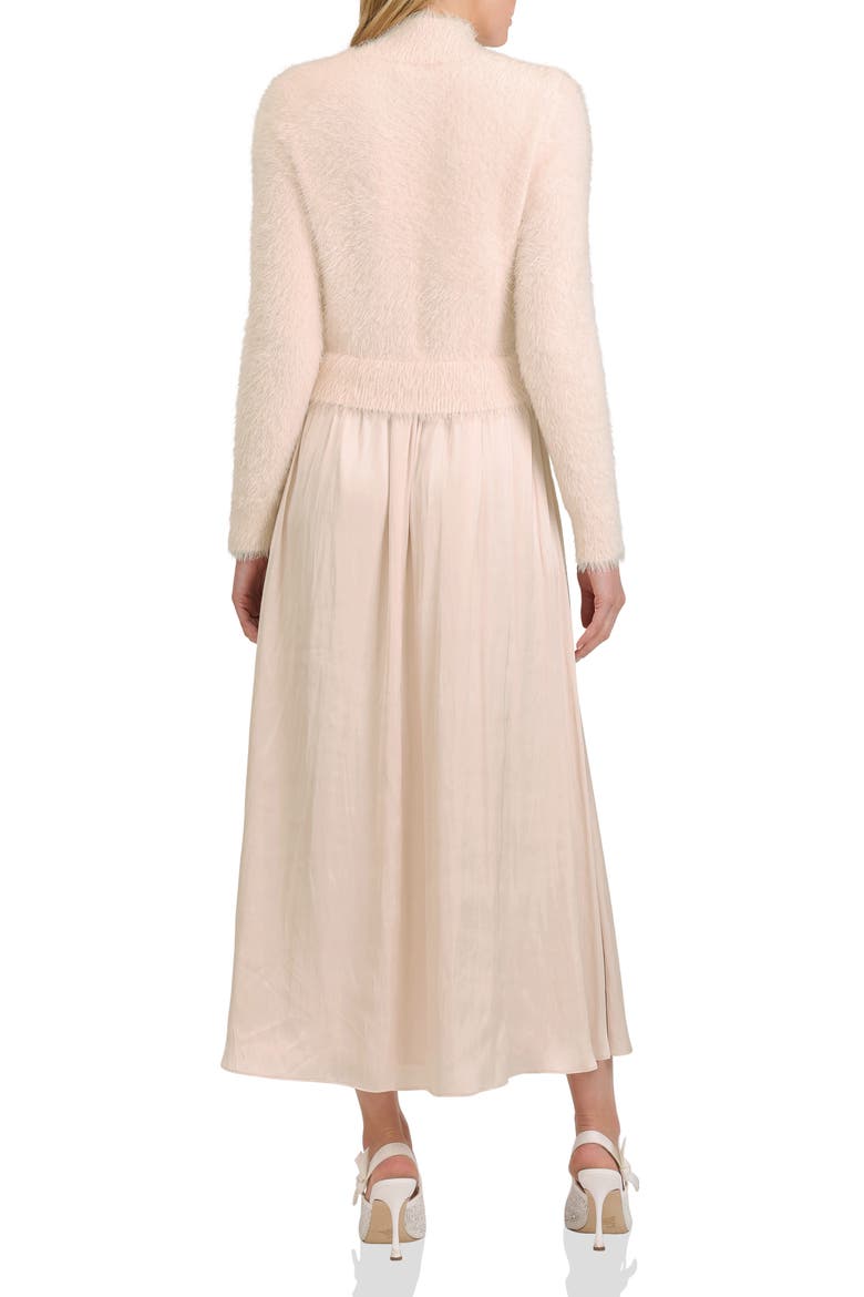 Long Sleeve Mixed Media Maxi Dress, Alternate, color, CHAMPAGNE