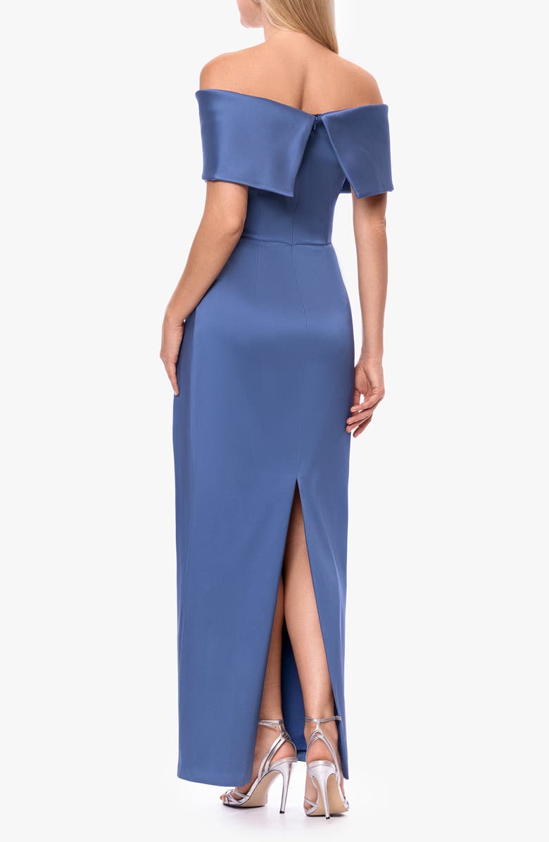 Betsy & Adam Off the Shoulder Mikado Gown, Alternate, color, Dark Slate