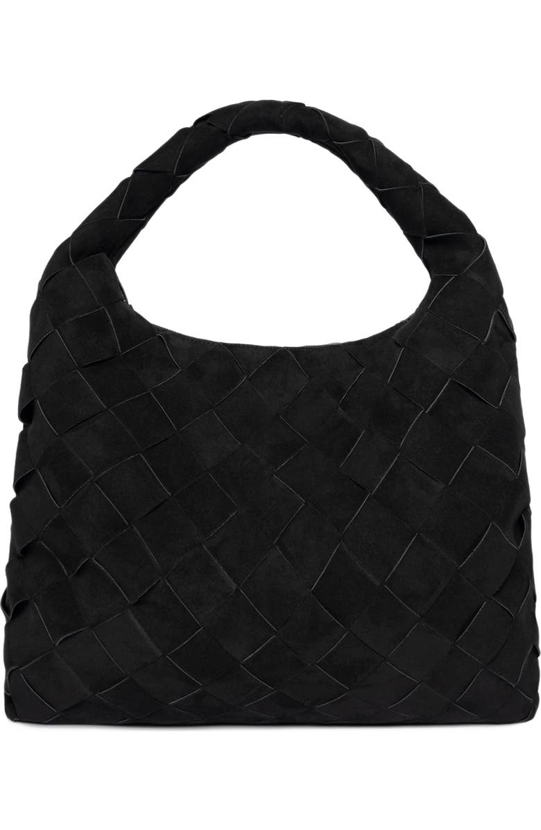 Manière De Voir Aubin Suede Woven Hobo Bag, Main, color, Black