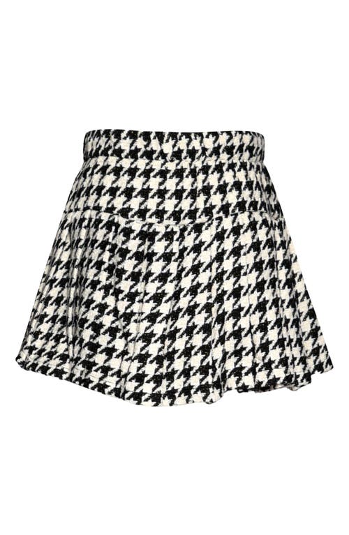Truly Me Kids' Houndstooth Check Pleated Skirt In Black
