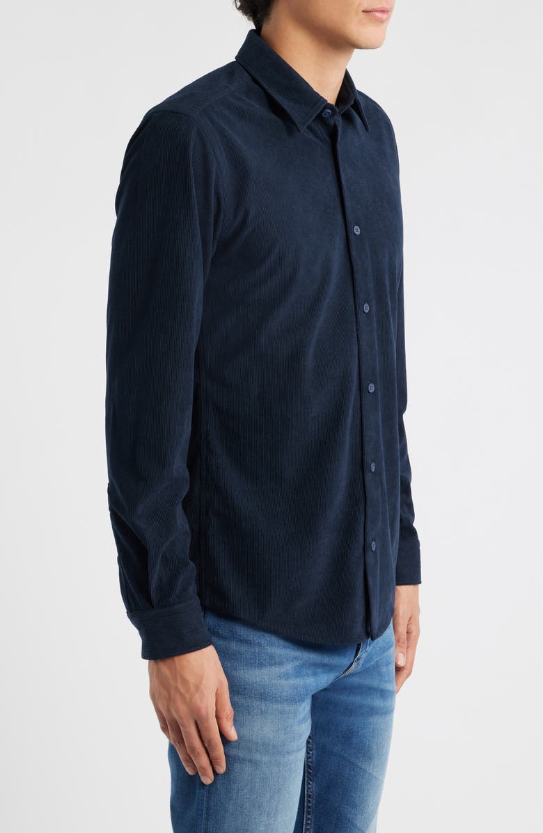 BOSS Roan Kent Corduroy Button-Up Shirt, Alternate, color, Dark Blue