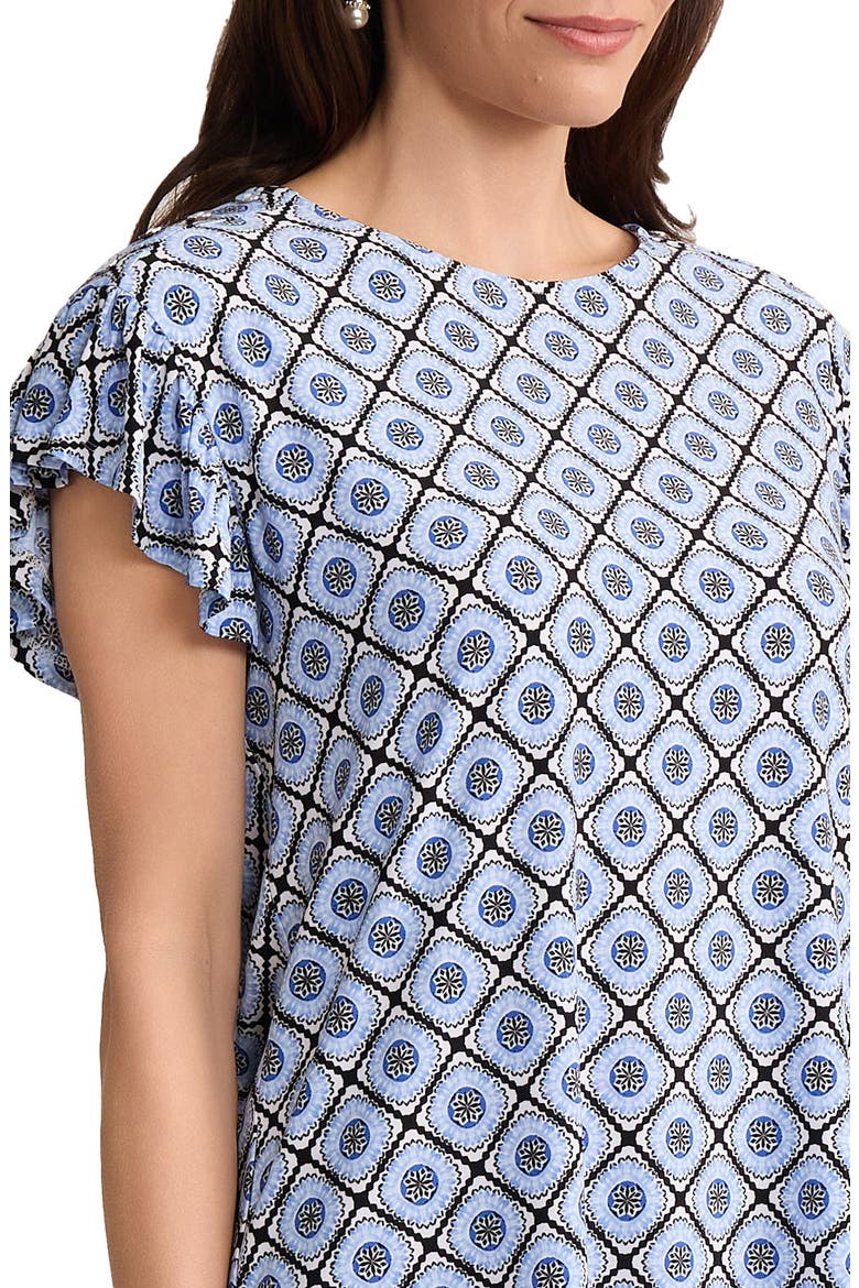 Print Flutter Sleeve Top, Alternate, color, BLUE BREEZE MULTI