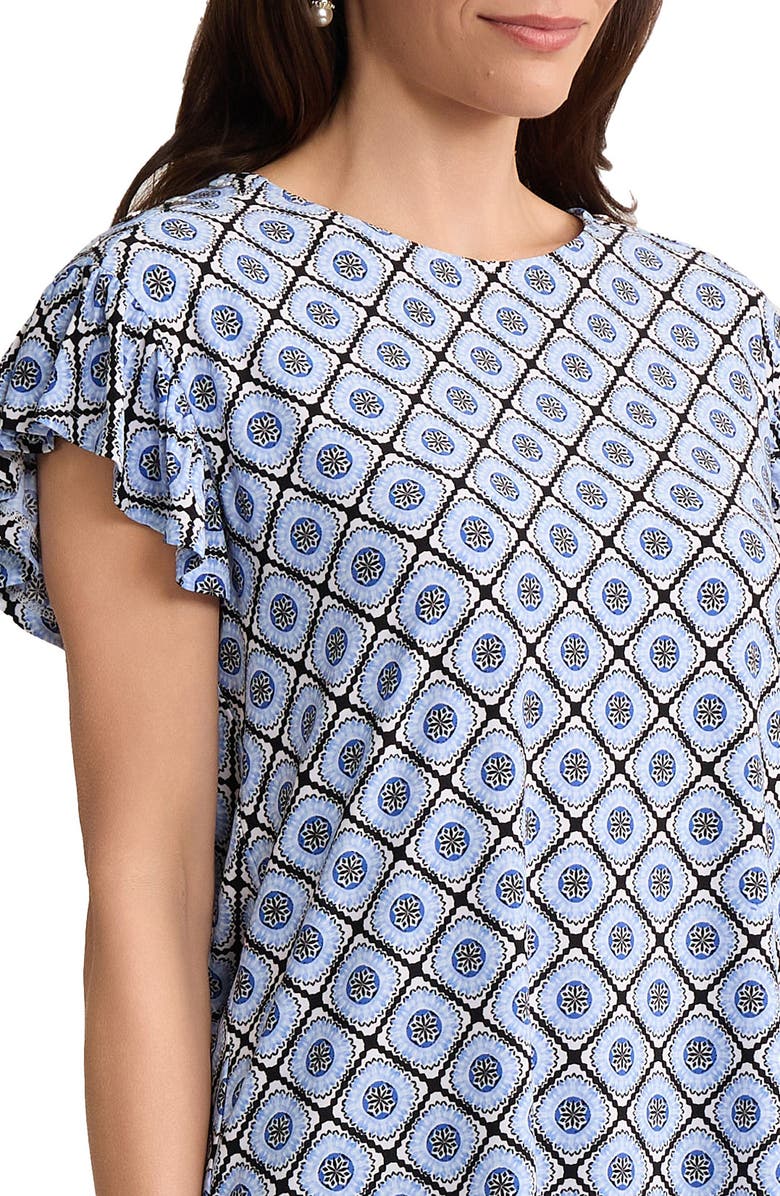 Jones New York Print Flutter Sleeve Top, Alternate, color, Blue Breeze Multi