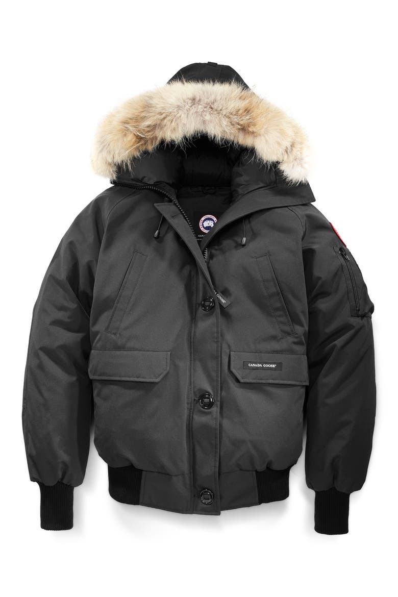 Chilliwack Fusion Fit 625 Fill Power Down Bomber Jacket with Genuine Coyote Fur Trim, Alternate, color, GRAPHITE