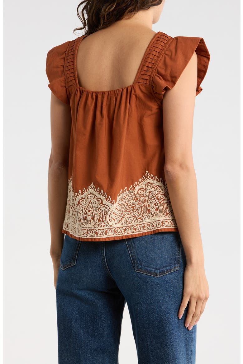 Ruffle Embroidered Tank, Alternate, color, RUST / IVORY