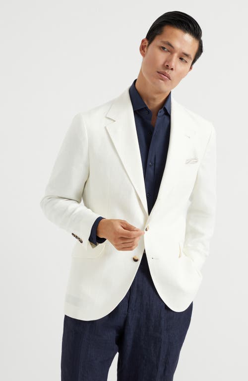 Brunello Cucinelli Wool-cashmere-silk Deconstructed Blazer In Off-white