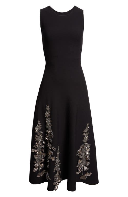 Oscar De La Renta Foxglove Embroidered Sleeveless Fit & Flare Dress In Animal Print