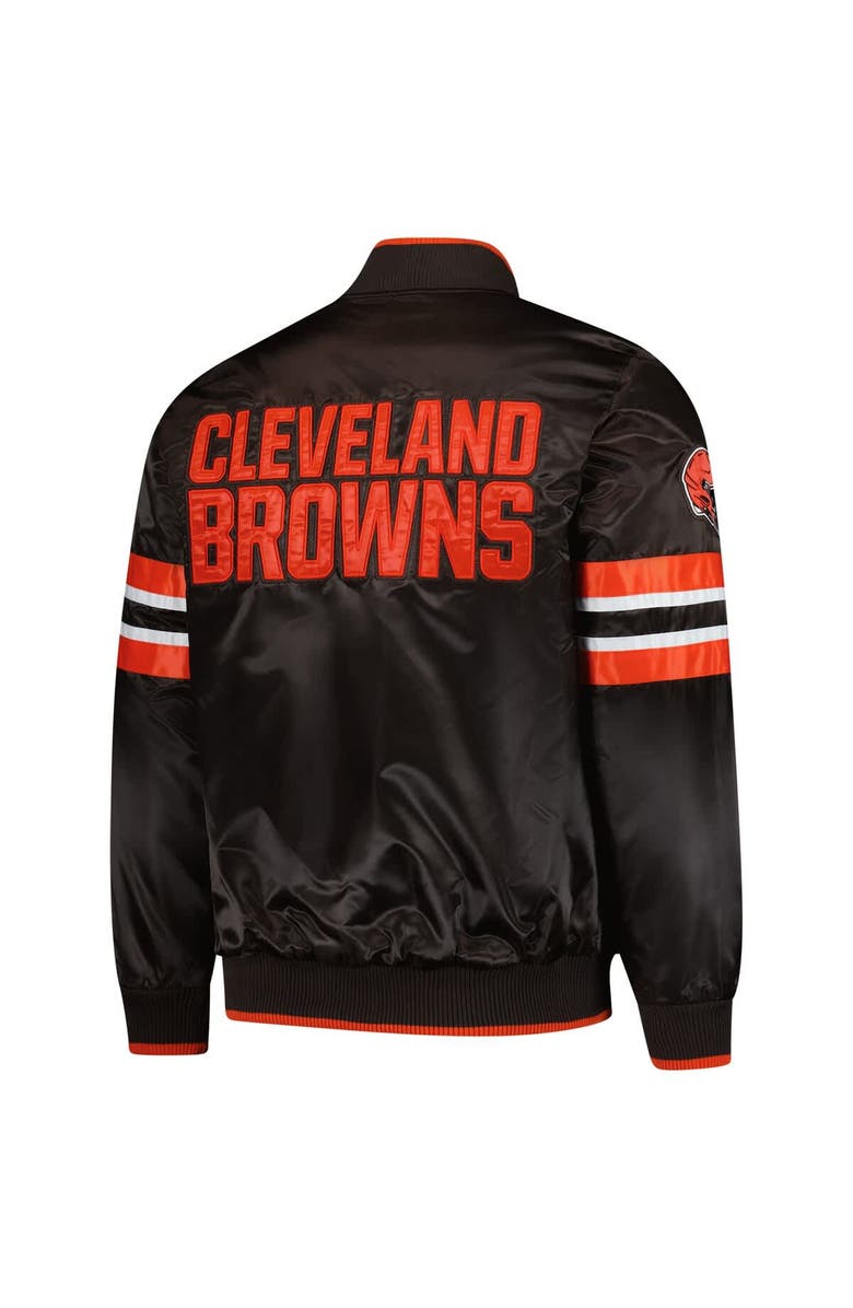 STARTER Men's Starter Brown Cleveland Browns Scout I Full-Snap Varsity Jacket, Alternate, color, 