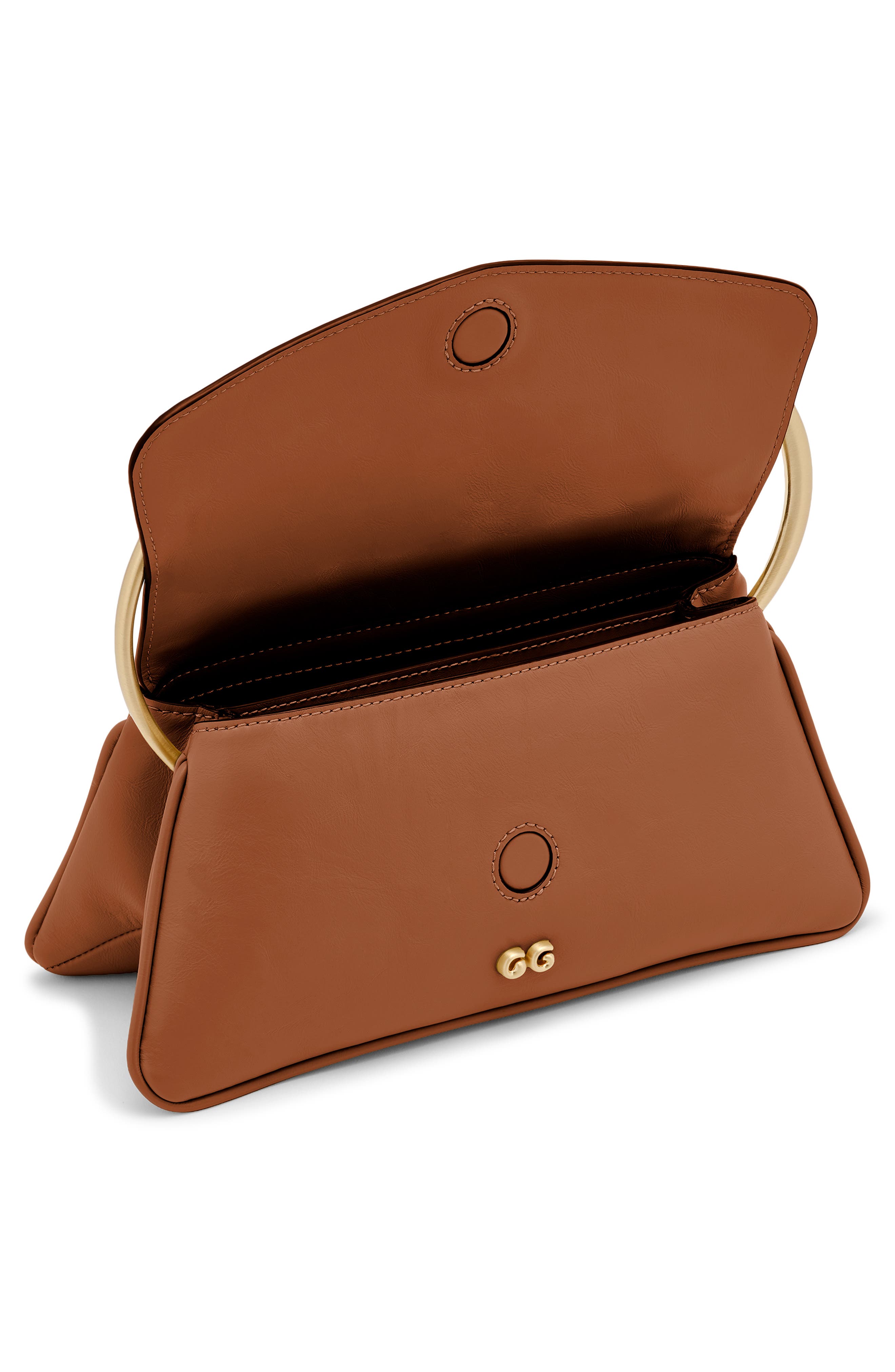 Cult Gaia Emily Leather Top Handle Bag, Alternate, color, Saddle